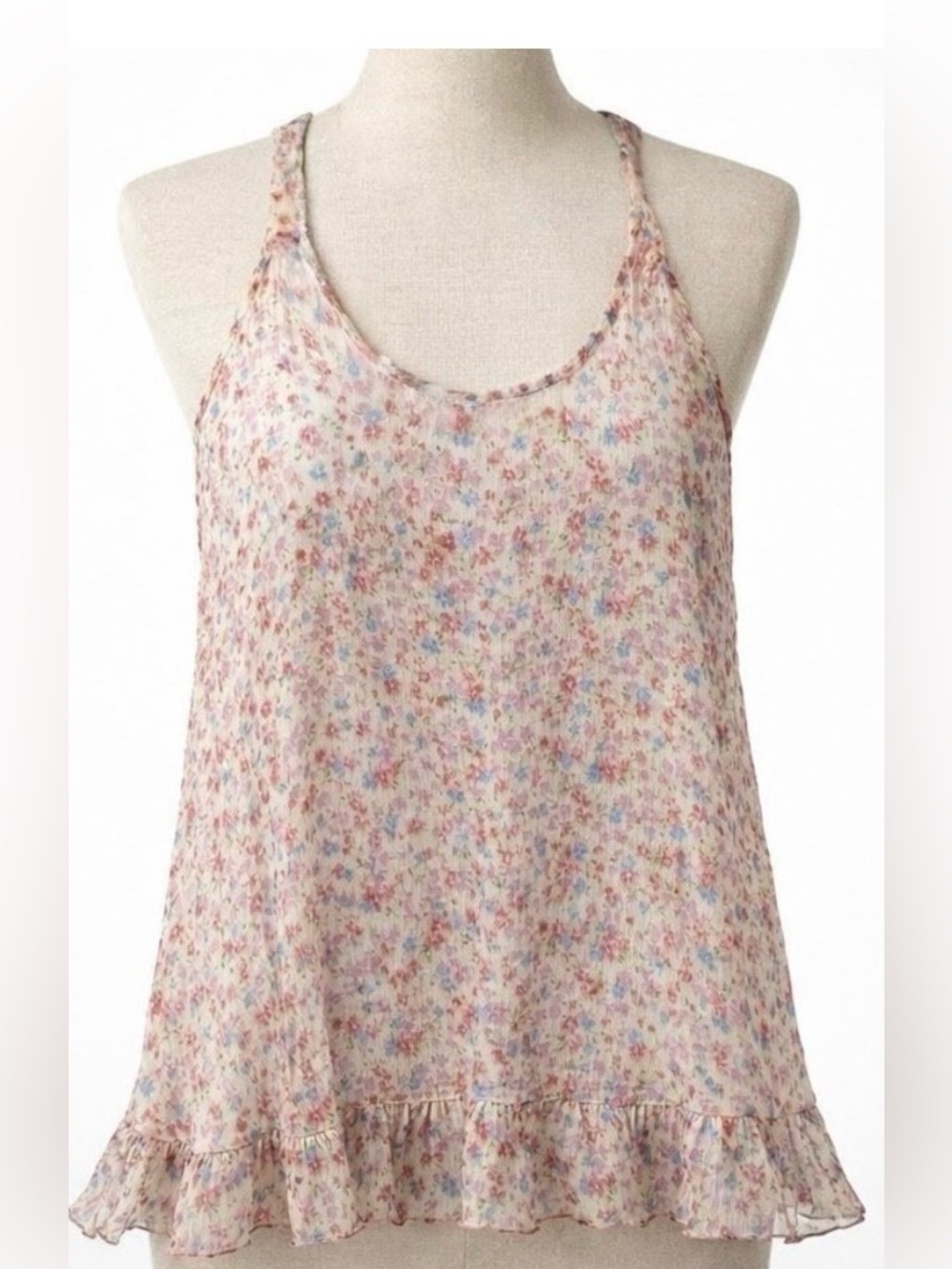 Fun & Flirt Pink Floral Ruffle-Hem Cami
